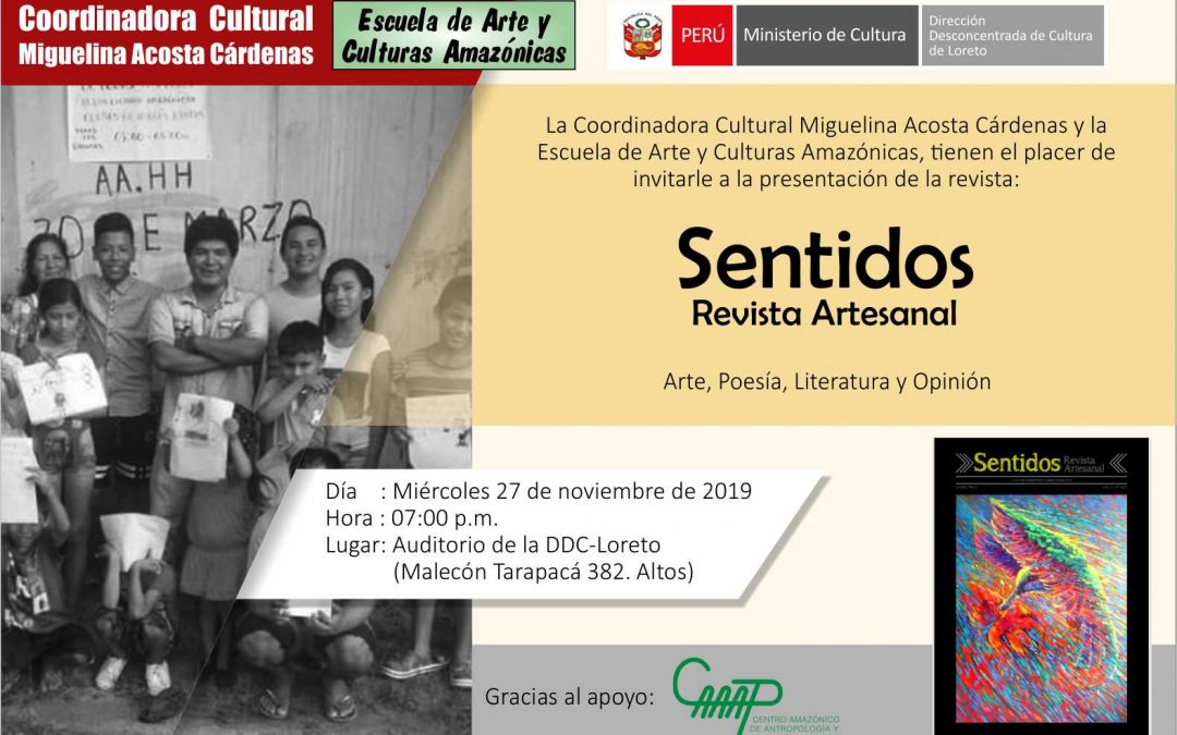 Iquitos: Presentarán revista amazónica SENTIDOS para incentivar la difusión de las nuevas propuestas del arte local