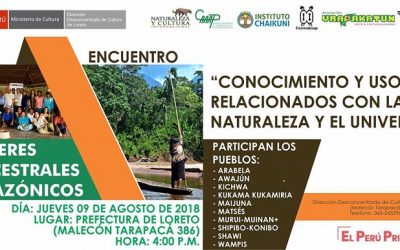 Este jueves se realiza en Iquitos primer encuentro de saberes ancestrales amazónicos