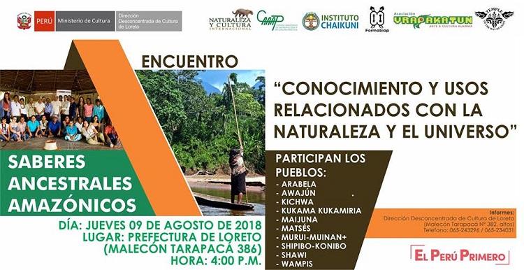 Este jueves se realiza en Iquitos primer encuentro de saberes ancestrales amazónicos