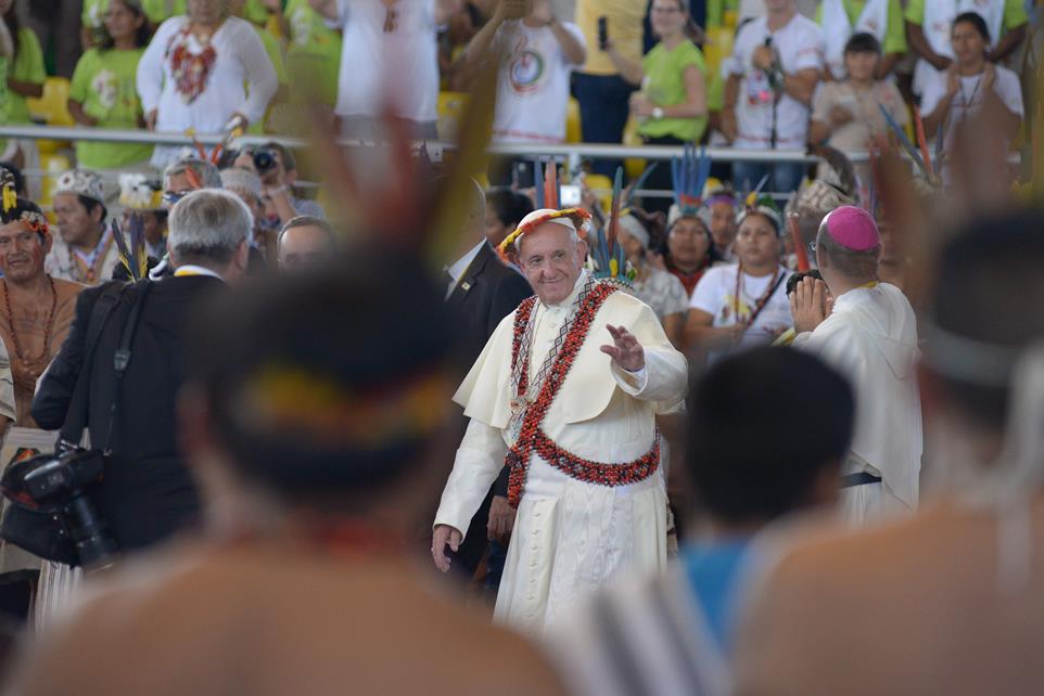Defensa del territorio indígena y trata de personas, en la primera presentación del Papa Francisco en Perú