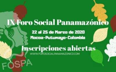 Abren las inscripciones al IX Foro Social Panamazónico